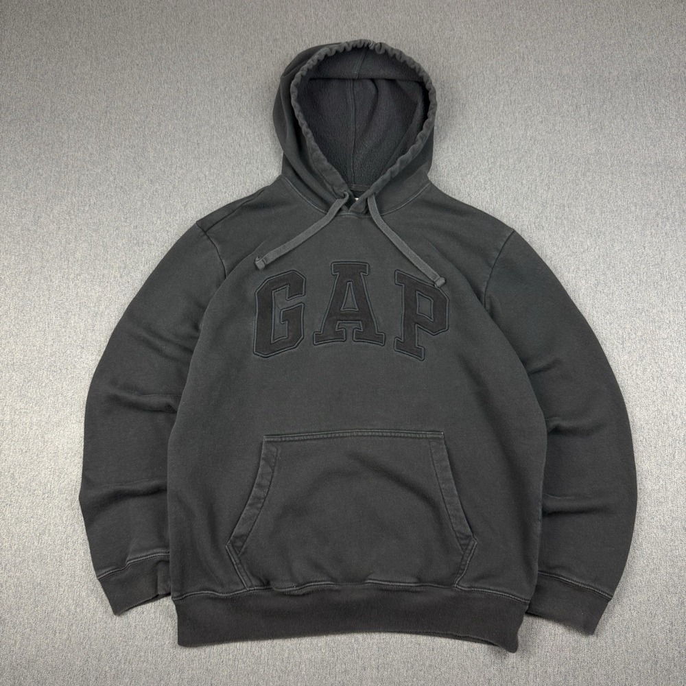 Gap Men's Medium Black Pullover Hoodie Spellout Logo Sweater Skater